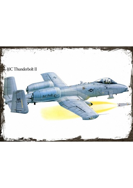 Ahşap Tablo A-10C Thunderbolt Savaş Uçağı