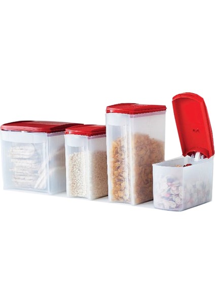 Oval Dizayn 4 Lü Set (Kırmızı Kapak)