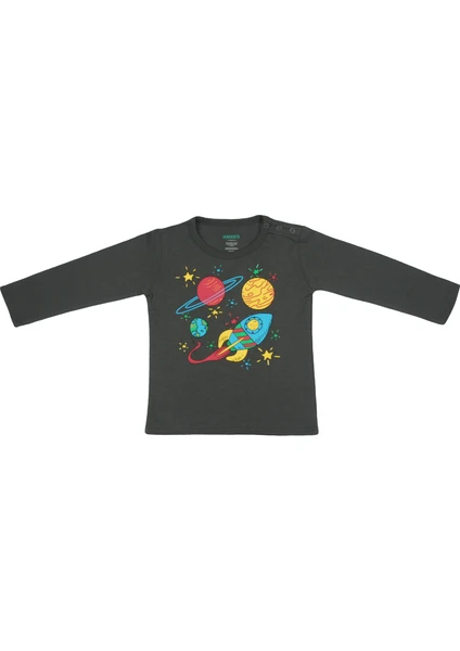 Popique Organics Galaxy Uzun Kollu Füme Organik T-Shirt