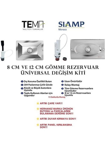 Üniversal Değişim Kiti 12Cm (Parlak Krom) modelleri