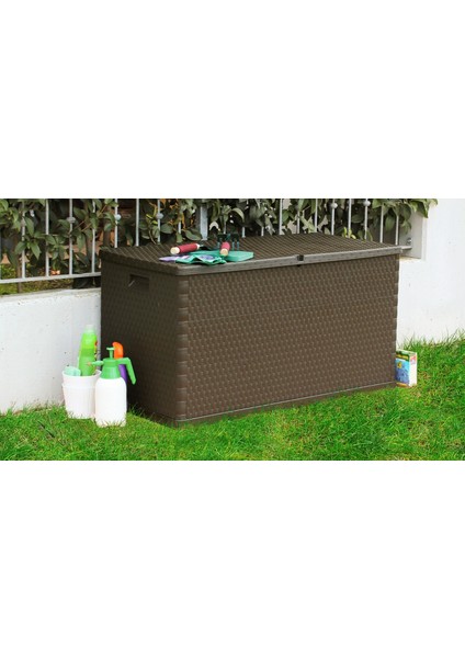 Rattan 420Lt Kahverengi Bahçe, Balkon, Depolama Sandığı, Dolabı