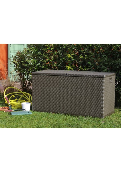 Rattan 420Lt Kahverengi Bahçe, Balkon, Depolama Sandığı, Dolabı