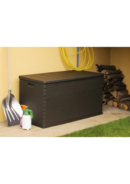 Rattan 420Lt Kahverengi Bahçe, Balkon, Depolama Sandığı, Dolabı