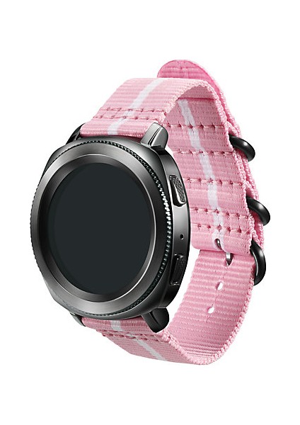 Strap Studio Gear Sport Premium Nato Kayış Pembe / Beyaz