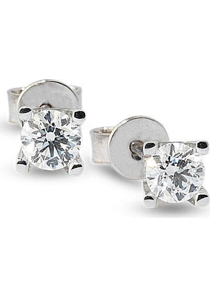 0.52Ct F Color Pırlanta Tektaş Küpe