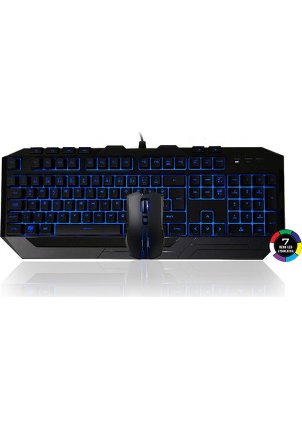 Devastator III 7 Renkli RGB Türkçe Klavye + Mouse Seti (SGB- 3000-KKMF1-TU)