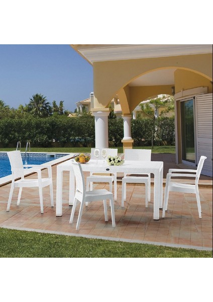 Rattan Claris 150 Masa Takimi Beyaz