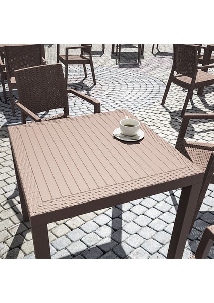 Rattan Orlando 80X80 Cm Kare Masa Kahverengi