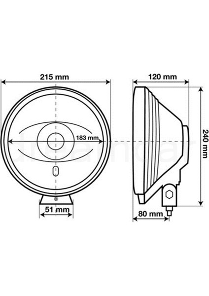 Mavi Angel-Eyes Sürüş Farı Yuvarlak 215mm 12/24V 72206