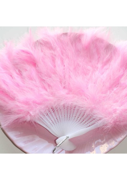 Tüylü Yelpaze Kına Yelpazesi Pembe 27 cm * 37 cm