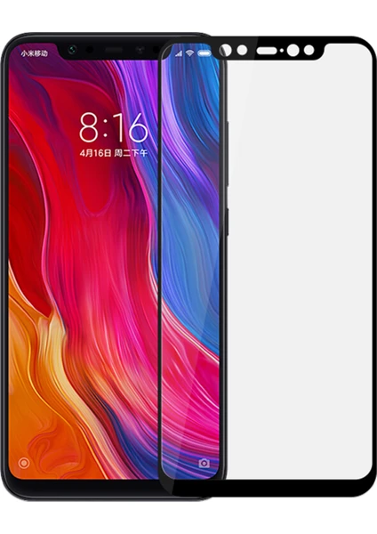 Xiaomi Mi 8 Tam Kaplayan Temperli Cam Ekran Koruyucu Film Siyah