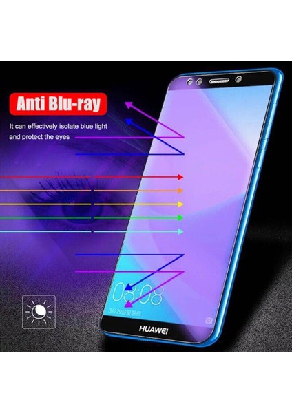 Huawei Y7 2018 Tam Kaplayan Temperli Cam Ekran Koruyucu Film Siyah