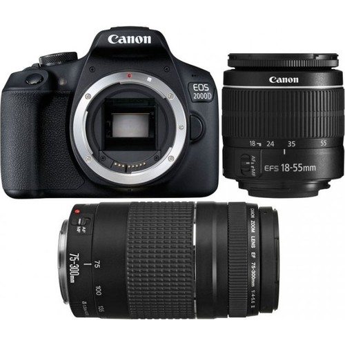 Canon EOS 2000D + 18-55 MM. IS2 + 75-300 MM. Double Kit