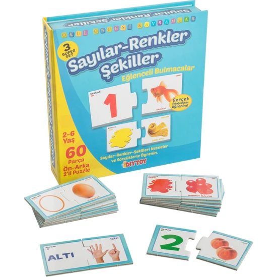 Diy - Toy Eğlenceli Sayılar Renkler Şekiller Çocuk Puzzle Dıy Toy