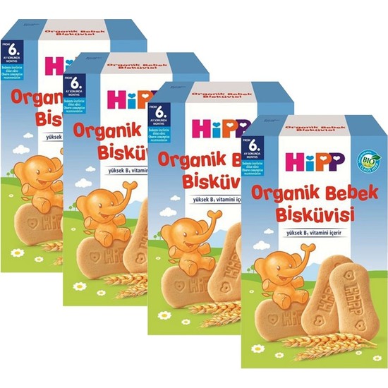 Hipp Organik Bebek Bisküvisi 150 gr 6+ Ay x 4 Adet Fiyatı