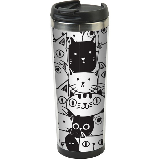 Allmug  i elik Termos Black And White Cats  Fiyat