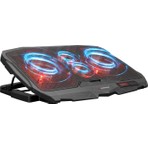 Rampage AD-RC4 COLDBREEZE Kırmızı Ledli 2*125mm+2*70mm Işıklı Fan 15-17 Notebook Soğutucu Stand