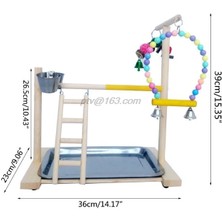 Three Beans Ahşap Kuş Levrek Standı Papağan Platformu Bahçesi Egzersiz Gym Playstalan Merdiven Besleyici Bardaklar ile Interaktif Oyuncaklar | Kuş Tünıları - (Yurt Dışından)