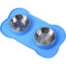 Three Beans Silikon Kemik Çift Köpek Kase Pet Pad Pet Besleme Kase Kaymaz Sızdırmaz Çift Kullanım Pet Mat Blue | Köpek Besleme - (Yurt Dışından)