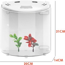 Three Beans 5l Balık Tankı USB LED Filtrasyon Simülasyon Su Bitkileri Taşınabilir Mini Akvaryum Ev Dekor 180 Derece Açık Oturma Odası Masaüstü | Akvaryumlar ve tanklar (Siyah) - (Yurt Dışından)