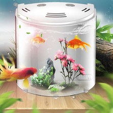 Three Beans 5l Balık Tankı USB LED Filtrasyon Simülasyon Su Bitkileri Taşınabilir Mini Akvaryum Ev Dekor 180 Derece Açık Oturma Odası Masaüstü | Akvaryumlar ve tanklar - (Yurt Dışından)