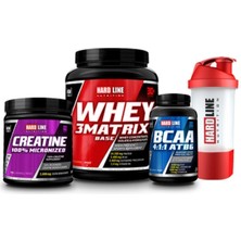 Hardline Nutrition Hardline Whey 3matrix 908 gr Çilek + Kreatin 300 gr + Bcaa 4:1:1 Atb6 120 Tablet + Shaker