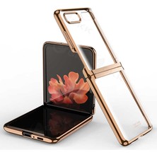 Dlrcase Z Flip Kılıf Şeffaf Kenar Renkli Sert Gold