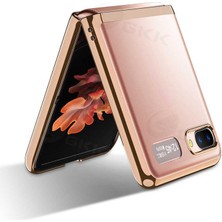 Dlrcase Z Flip Kılıf Şeffaf Kenar Renkli Sert Gold