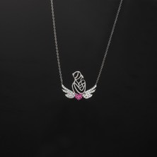 Miavi Silver 925 Ayar Gümüş Anne Çocuk Kalpli Kanat Kolye