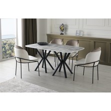 Erezoğulları Mobilya Royal Masa High Gloss Siyah Mutfak Masa 4 Sandalye Seti 90*140