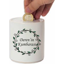 Hediye Rengi Isme Özel Seramik Kumbara - Yaprak Çerçeve