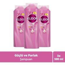 Elidor Superblend Saç Bakım Şampuanı Güçlü ve Parlak E Vitamini Makademya Yağı Kolajen 500 ml X3