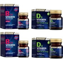 Nutraxin B12 Vitamini 1000 Mcg 60 Dilaltı Tableti X2 Adet + D3 Vitamini 1000 Iu 120 Tablet X2 Adet