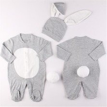 Miniropa Gri Renk Bebek Tavşan Tulum Seti