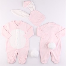 Miniropa Pembe Renk Kız Bebek Tavşan Tulum Seti