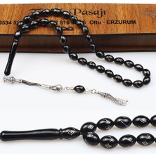 925 Ayar Gümüş Temiz Nokta Işleme Orijinal Oltu Taşı Tesb