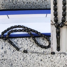 925 Ayar Gümüş Nokta Işleme Motifli Orijinal Oltu Taşı Te