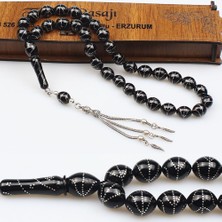 925 Ayar Gümüş Güzel Nokta Işleme Orijinal Oltu Taşı Tes