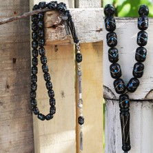 Tesbih Pasajı 925 Ayar Gümüş Firuze Yan Nokta Işleme Orijinal Oltu Taşı