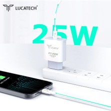 Lucatech Apple iPhone Uyumlu Hızlı Şarj Aleti 25W Pd Type-C-Lighting Akıllı Çip Teknolojili Ultra Hızlı Apple iPhone Uyumlu Şarj Cihazı