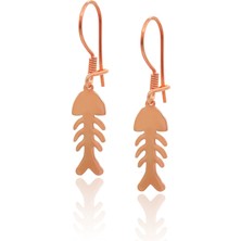 Midyat Nurtaş Gümüş Elişi Balık Tasarım 925 Ayar Gümüş Kadın Küpesi (18K Rose Kaplama) 201020666