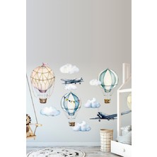 Kt Grup Vintage Balonlar ve Planörler Çocuk Odası Duvar Sticker Seti