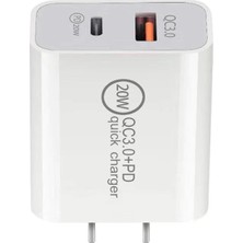 Teknomila Hızlı  Şarj Adaptör 20W Pd 3.0 Quick Charge Type C +Usb A