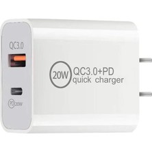 Teknomila Hızlı  Şarj Adaptör 20W Pd 3.0 Quick Charge Type C +Usb A