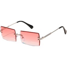 B Baosity Retro Güneş Gözlüğü Chic Parti Renkli Lens Uv Koruma Gözlük Gözlük Gümüş Gümüş Bacak Kırmızı Lens