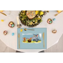 Adawall Home Tom And Jerry Kumaş Amerikan Servis 4'lü Set 35 x 50 cm