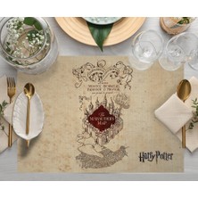 Adawall Home Harry Potter Marauders Map Kumaş Amerikan Servis 4'lü Set 35 x 50 cm