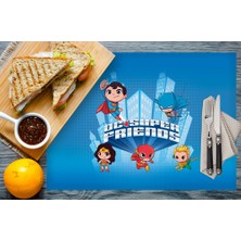 Adawall Home Dc Super Friends Kumaş Amerikan Servis 4'lü Set 35 x 50 cm