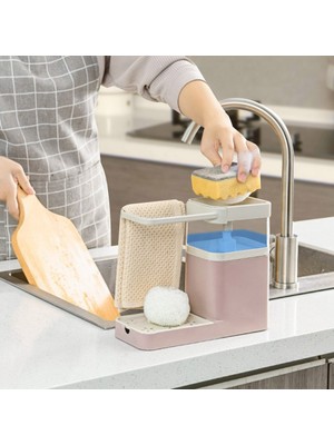 Three Beans 800 ml Yeni Sabun Pompası Dağıtıcı Sünger Tutucu ile Temizleme Sıvı Dispenser Konteyner Basın Sabun Organizatör Mutfak Temizleyici Araçları - (Yurt Dışından)