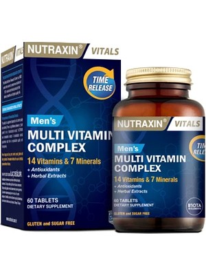 Nutraxin 60 Tablet Multivitamin & Mineral Complex Yetişkin Erkekler İçin Zengin İçerik